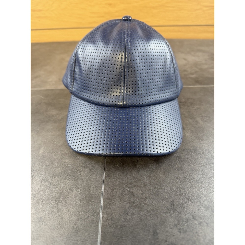 D & Y Navy Faux Leather Perforated Baseball Adjustable Hat NWT